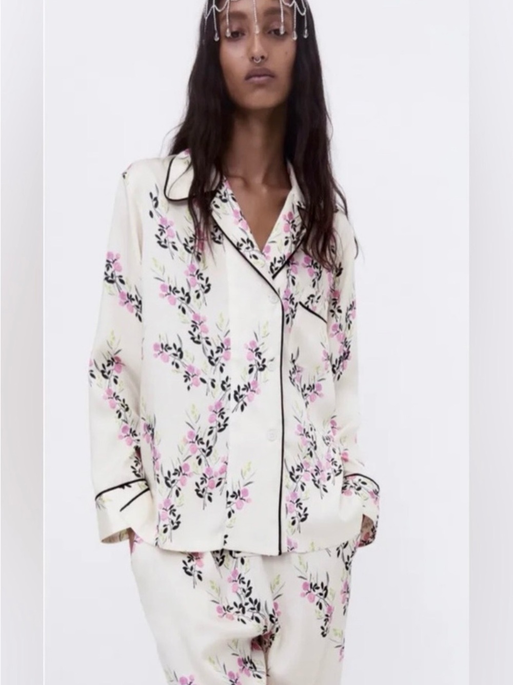 Zara Floral Cream Pajama Set